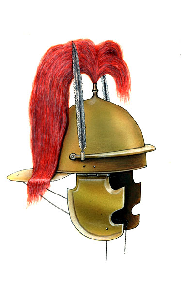 Roman Helmet Picture- airbrush illustration by Les Still